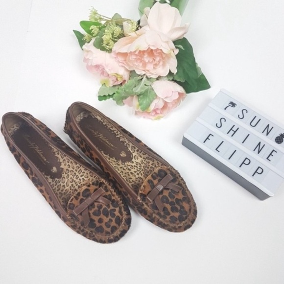 Beverly Feldman Leopard Loafers Calf Hair Flats - Picture 1 of 7